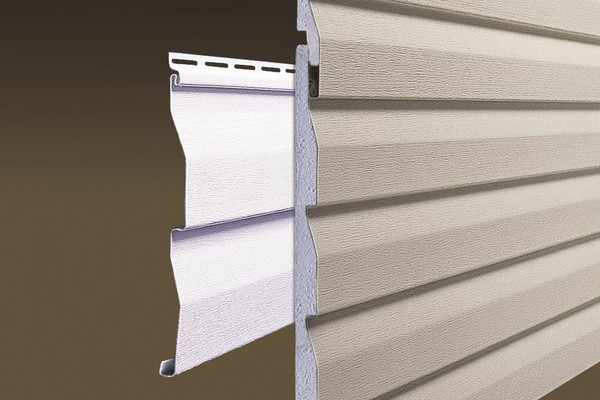Close-up of realistic texture on vinyl siding