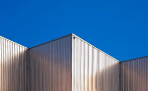 Industrial building with aluminum siding 